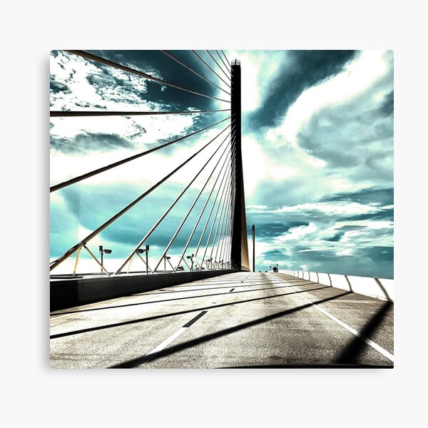 The Sunshine Skyway bridge on a 4x4 inch canvas (just finished this painting  last week) : r/florida