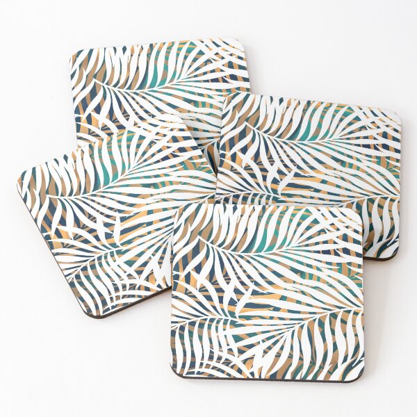 Item preview, Hojas de palmeras tropicales, azul marino, verde azulado y amarillo designed and sold by meggydesigns.
