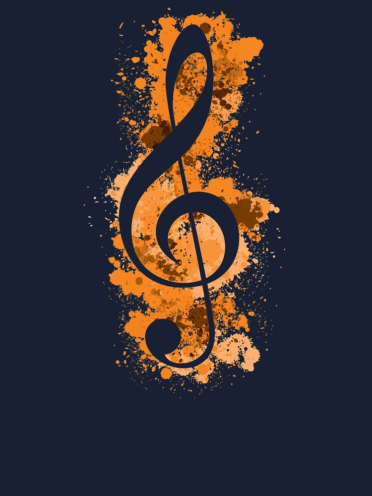 Treble Clef Paint Splatters Music Theory - Orange Kids T-Shirt