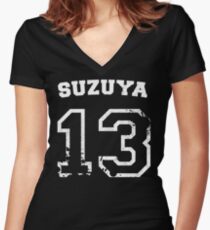 Juuzou Suzuya Collegiate Splatter Women's Fitted V-Neck T-Shirt