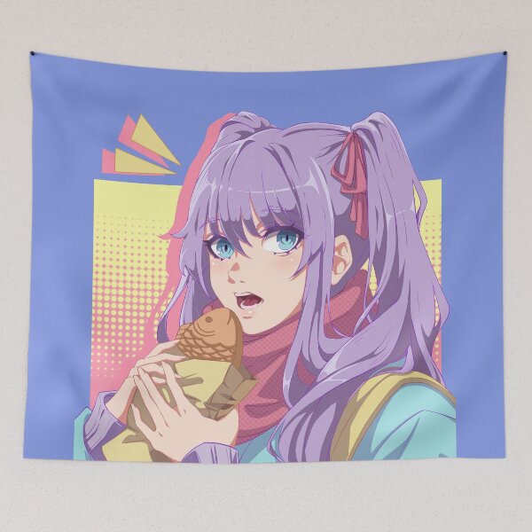 Item preview, Kawaii girls eat taiyaki (pastel colors) designed and sold by AnGoArt.