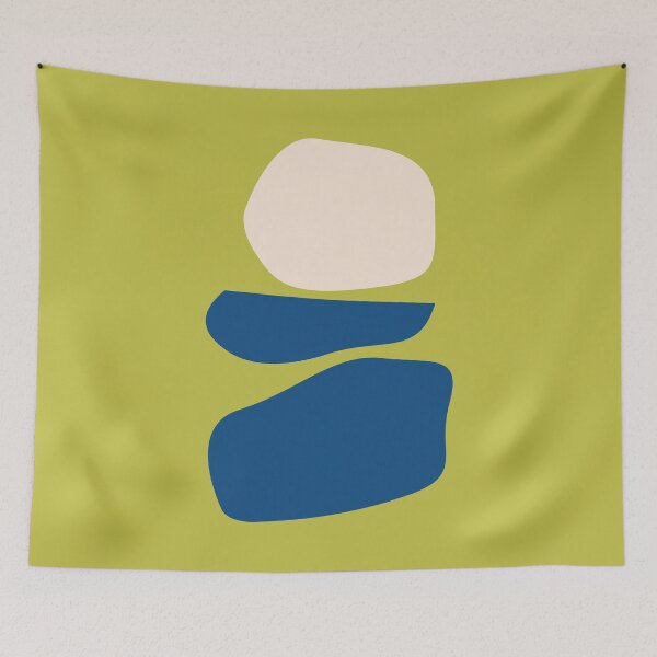 Item preview, Organic Abstract Shapes in Chartreuse and Blue designed and sold by JuneJournal.