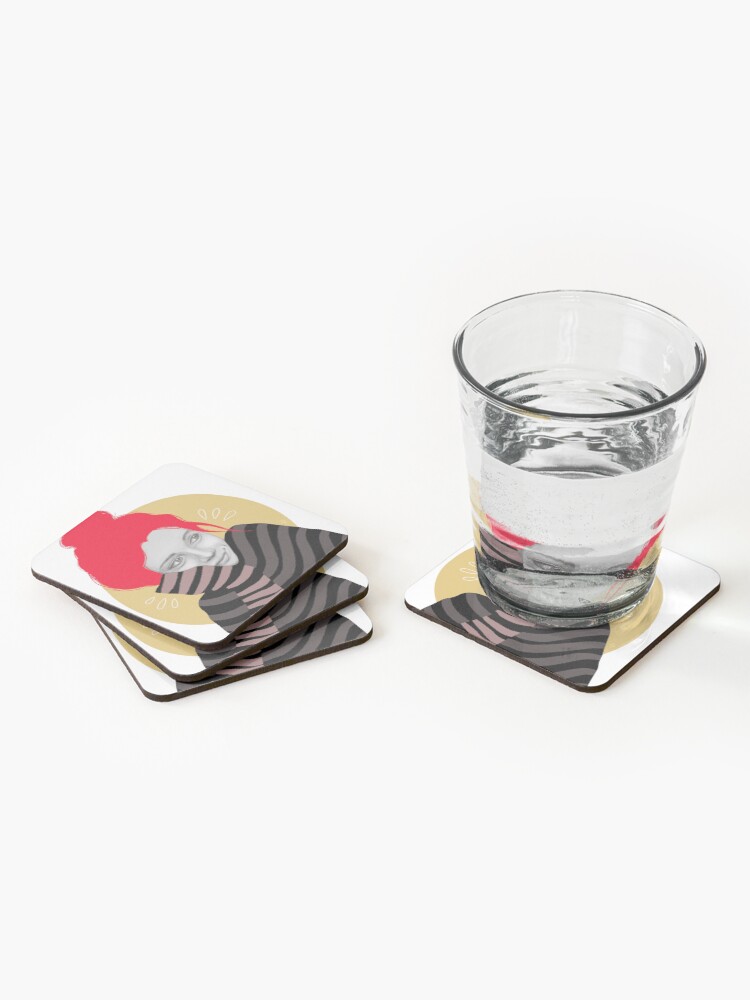 Alternate view of The red haired girl in love, illustration Coasters (Set of 4)