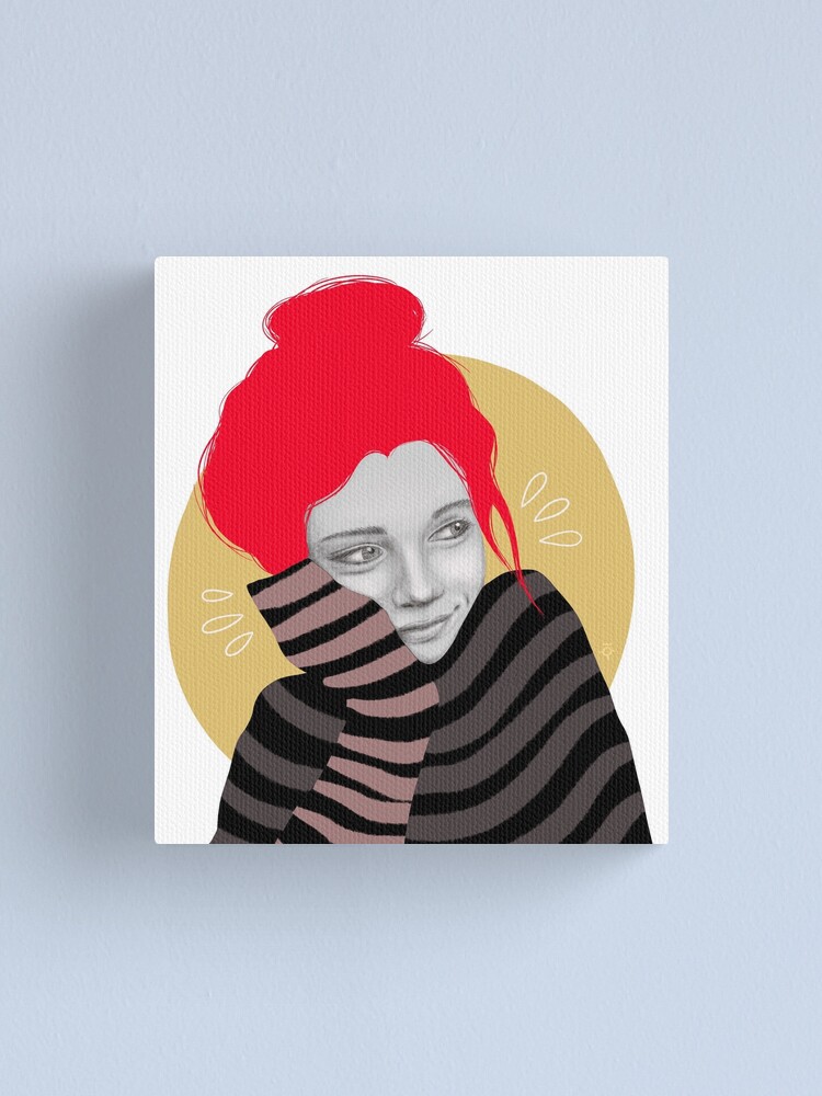 Alternate view of The red haired girl in love, illustration Canvas Print