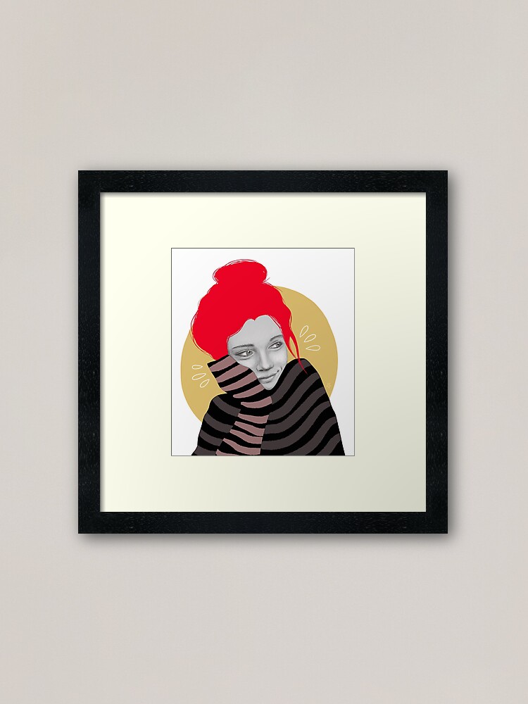 Alternate view of The red haired girl in love, illustration Framed Art Print