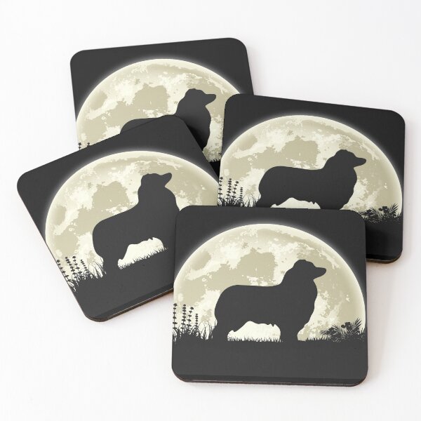 Item preview, Australian Shepherd Silhouette in Front of Moon designed and sold by mivanjanko.