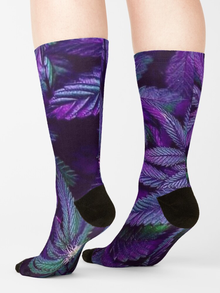 Alternate view of Psychedelic Purple Cannabis Marijuana Weed Pot Leaves Socks