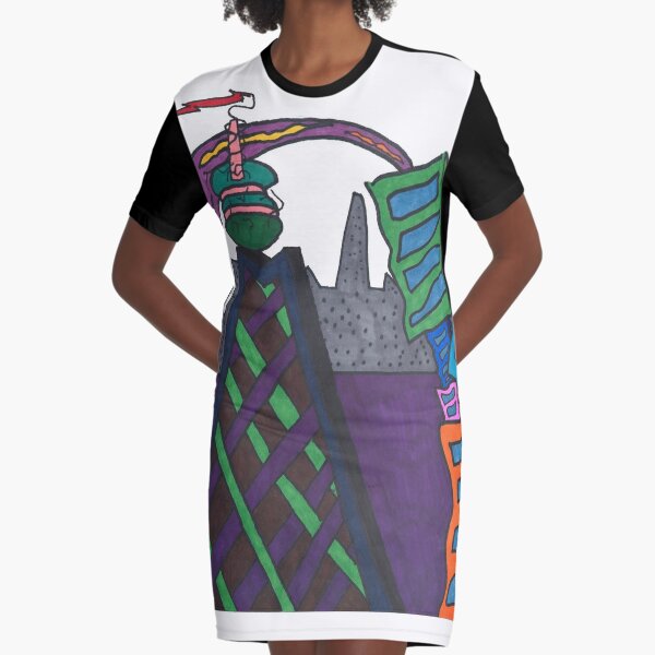 Futuristic City Graphic T Shirt Dress By Abstractionsbym Redbubble