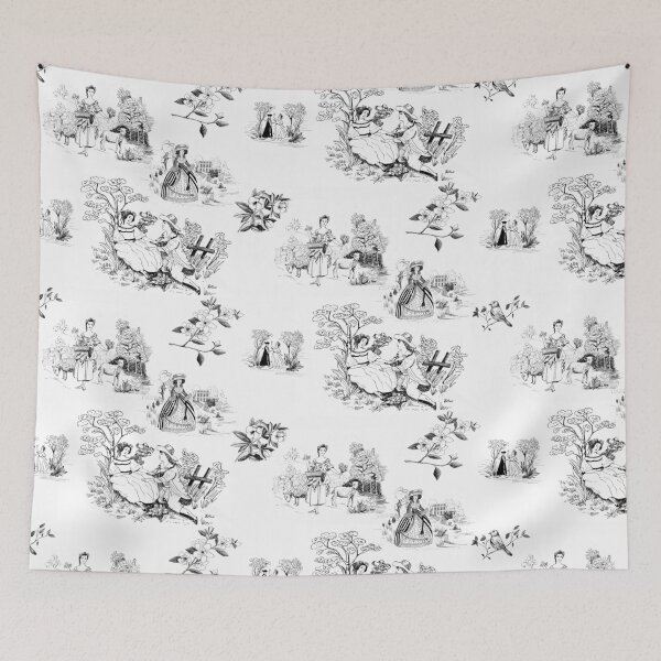 Item preview, Toile de Jouy - Bastien Bastienne Noir designed and sold by LettresandCo.