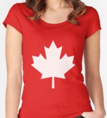 Canada Maple Leaf Flag Emblem Women's Fitted Scoop T-Shirt