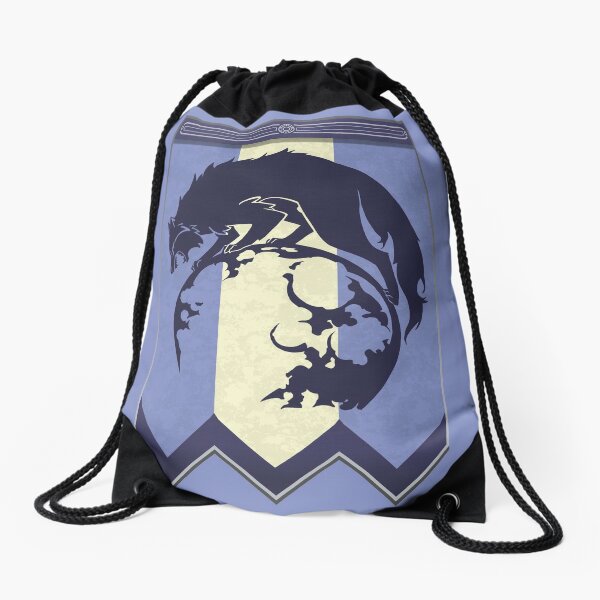 Komorebi12 Fire Emblem鈩_ Three Houses Blue Lions Emblem White Drawstring Backpack Bag Drawstring Tote Bag Sling Bag Sports Bag Suitable For School Gym Trip 