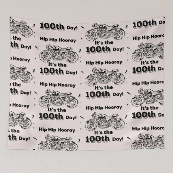 Item preview, Hip Hip Hooray the 100th Day motorcycle  designed and sold by PupnkittyMania ⭐⭐⭐⭐⭐.