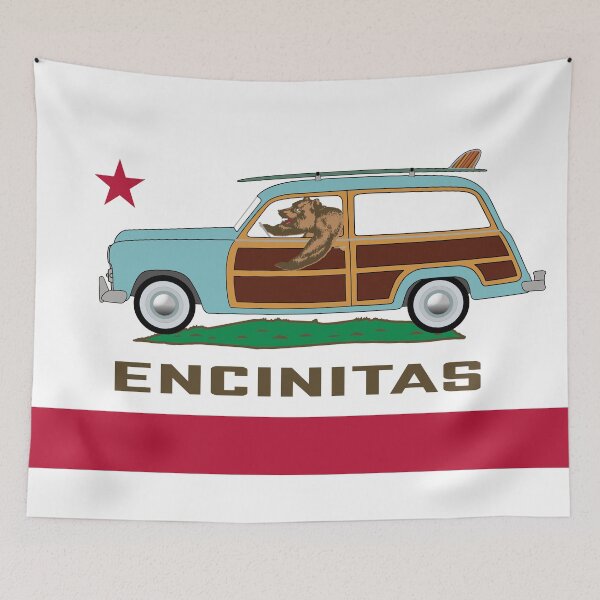 Item preview, Encinitas California State Woodie Flag designed and sold by Waves.