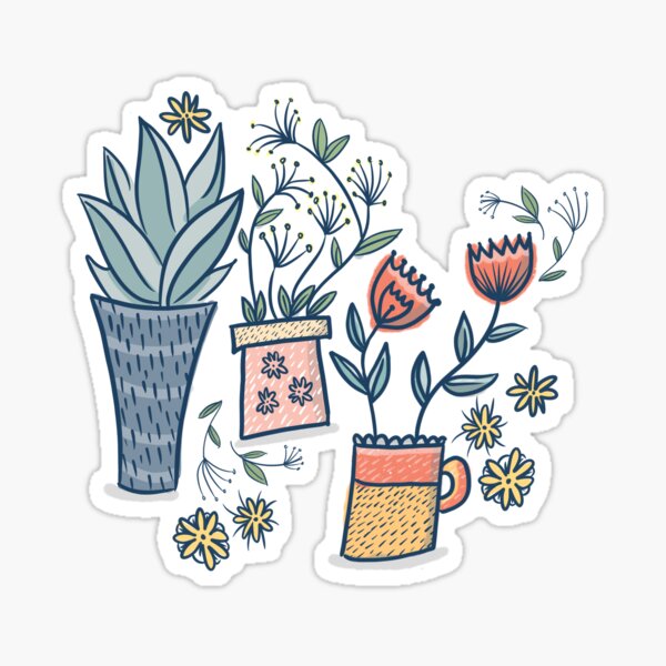Three Vases of lovely flowers Sticker