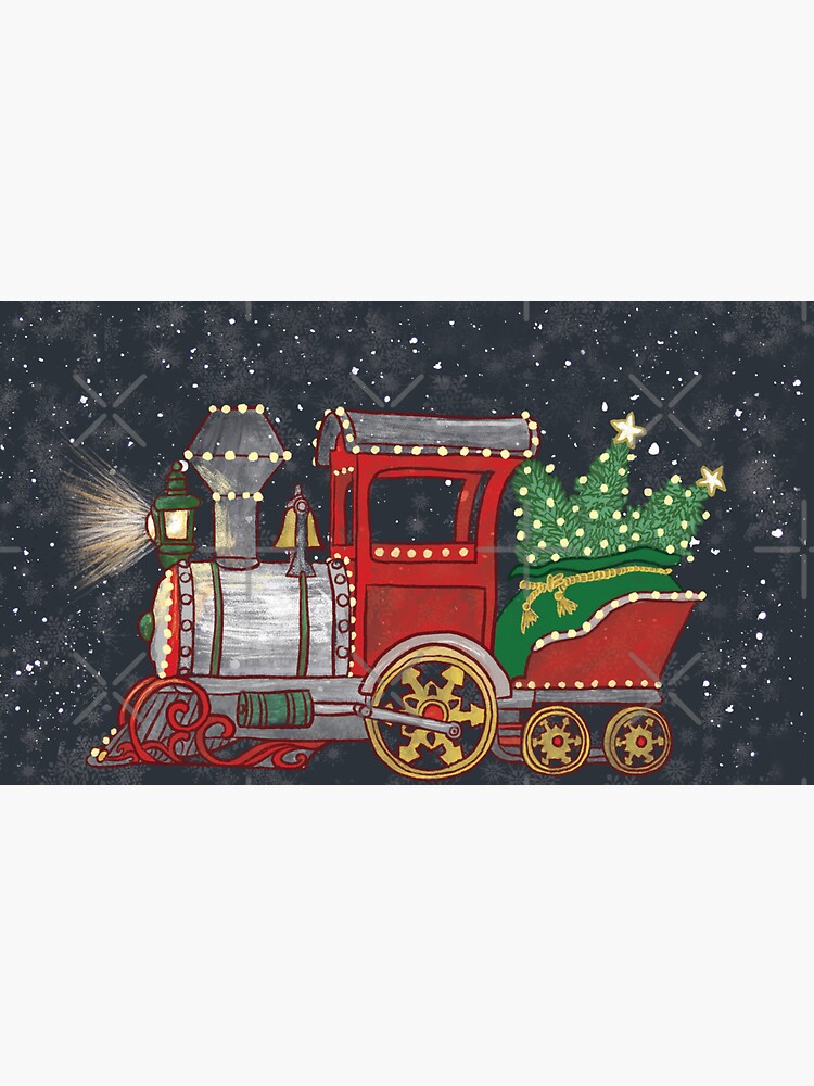 Thumbnail 3 of 3, Sticker, Santa Clause Is Coming To Town Toy Train designed and sold by tinaschofield.