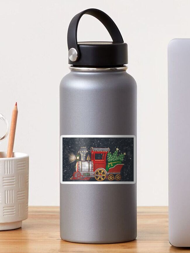 Thumbnail 1 of 3, Sticker, Santa Clause Is Coming To Town Toy Train designed and sold by tinaschofield.