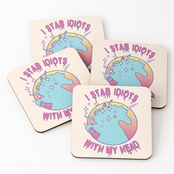 Item preview, Unicorn Sunset I Stab Idiots With My Head designed and sold by NeonSpaceJunk.