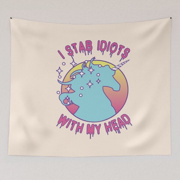 Item preview, Unicorn Sunset I Stab Idiots With My Head designed and sold by NeonSpaceJunk.