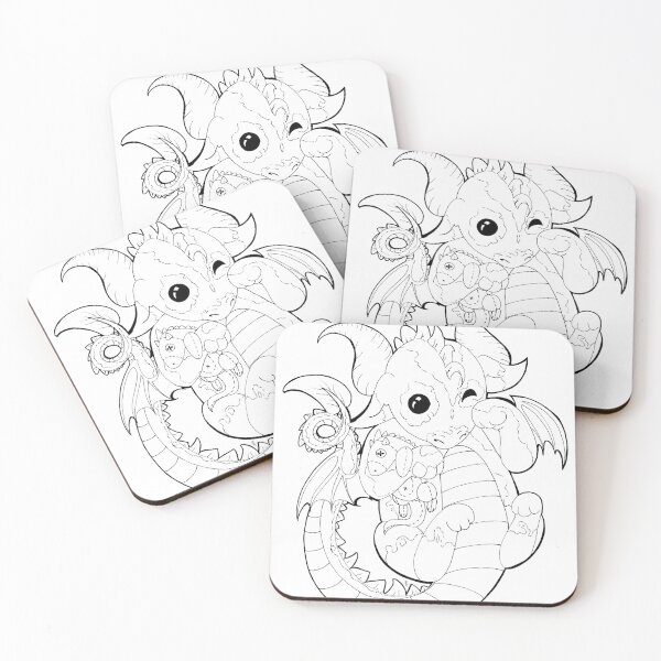 Item preview, Little Sleeper Line Art, Cute Baby Rawr Dragon Hatchling designed and sold by umberdragon.