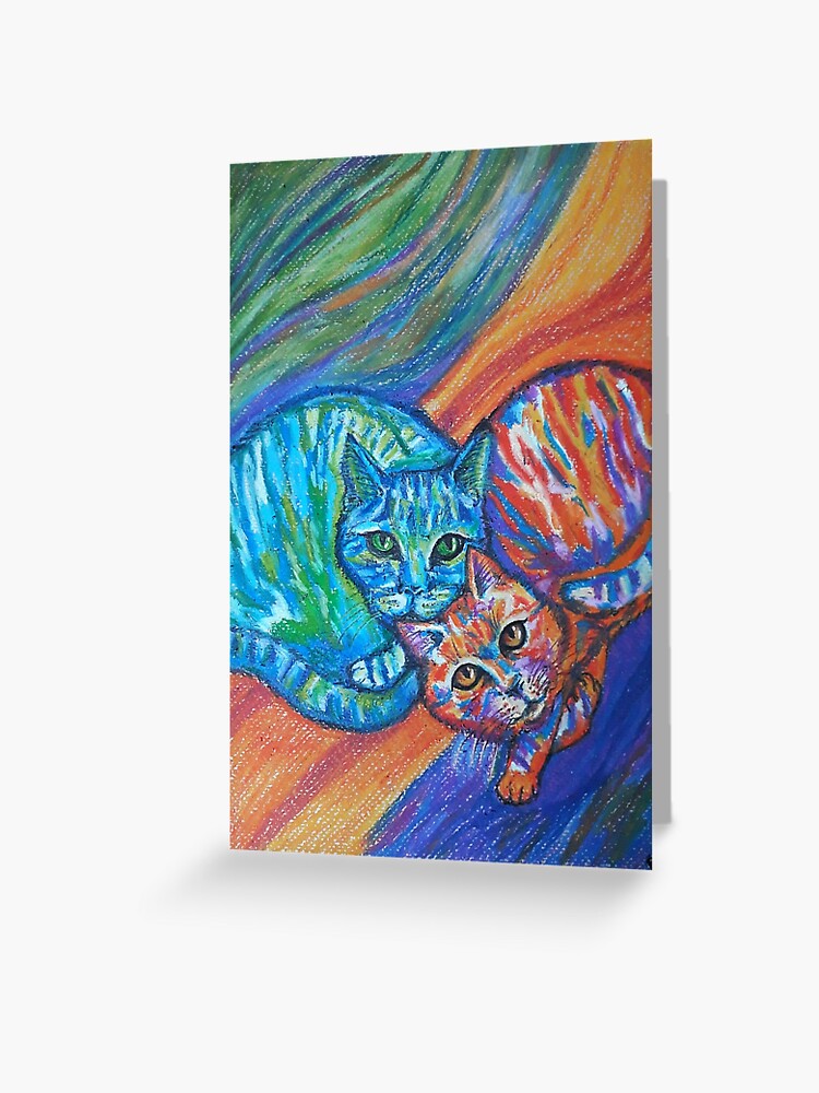 Bunte Katzen Grusskarte Von Paniabrown Redbubble