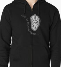 Salvador Dali Inspired Melting Clock. Time is melting away. Zipped Hoodie