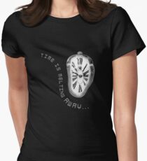 Salvador Dali Inspired Melting Clock. Time is melting away. Women's Fitted T-Shirt