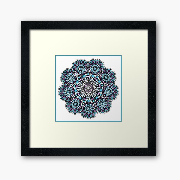 black and blue kaleidoscope eye Framed Art Print