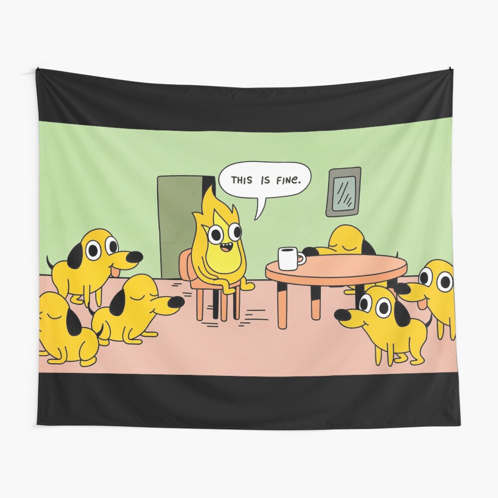 This Is Fine Meme This Is Fire Meme Laptop Skin By Altohombre Redbubble
