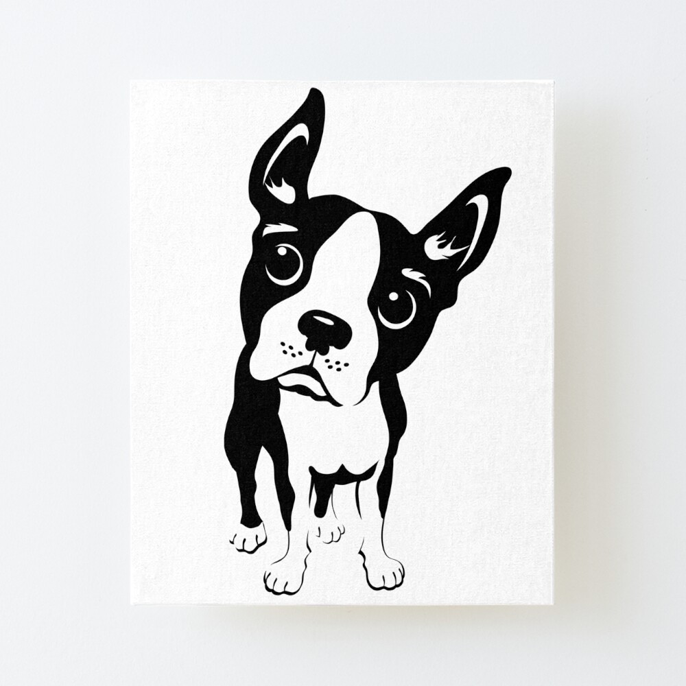 Black And White Boston Terrier Graphic Design Art Board Print By Dkmurphy Redbubble