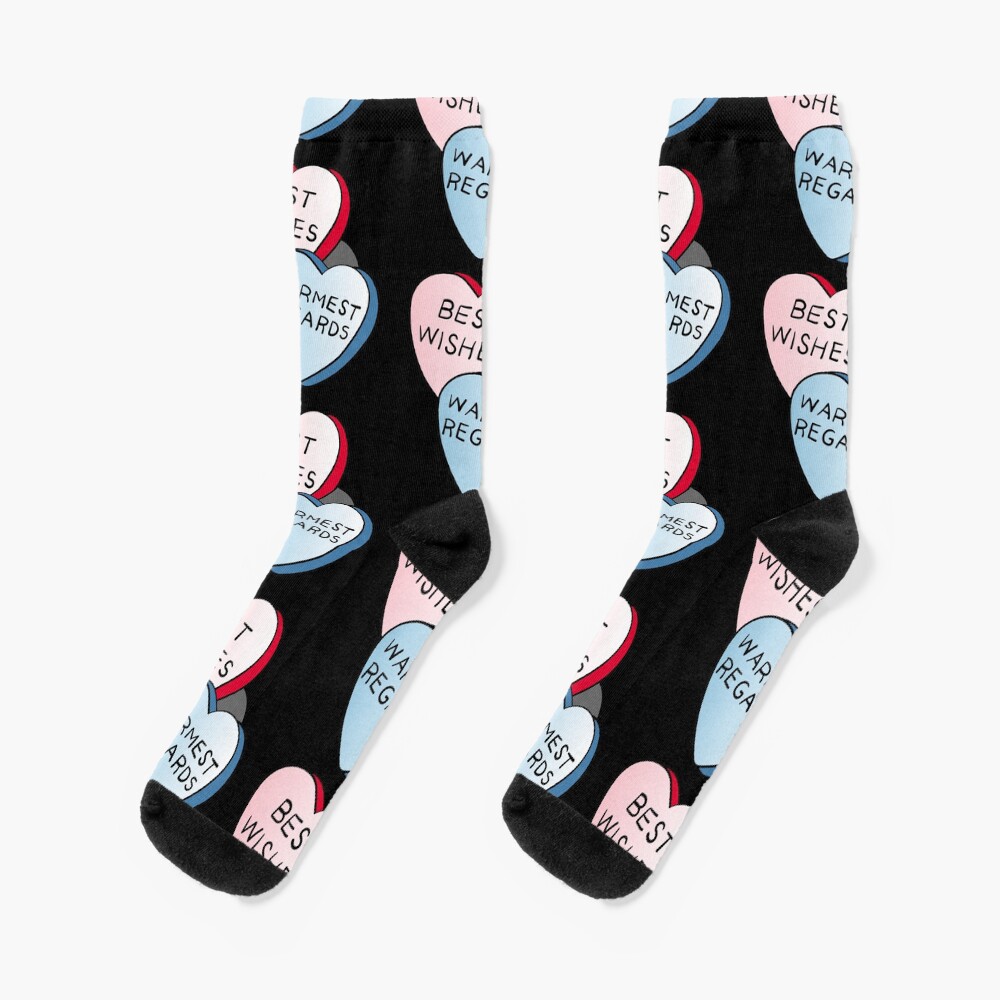 Best Wishes, Warmest Regards on candy. David Rose and Stevie banter awkwardly in Schitt's Creek at the Rosebud Moteel Socks