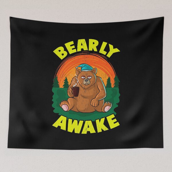 Item preview, Bearly Awake Sleeping Bear Funny Barely Awake Pun designed and sold by perfectpresents.