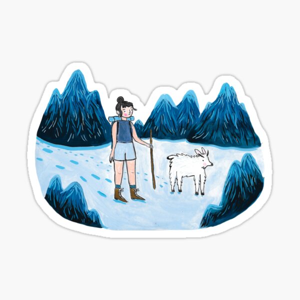 Wanderfrau und Bergziege Sticker