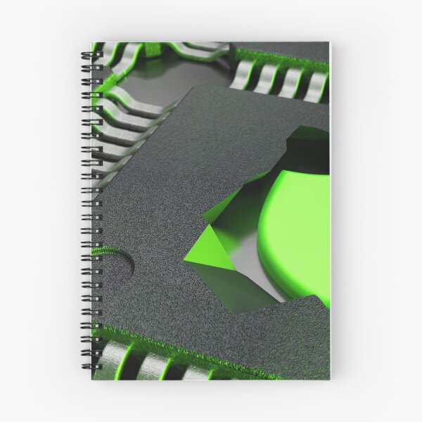 Item preview, Cracked open CPU reveals a green shield symbol cybersecurity con designed and sold by NerdySherds.