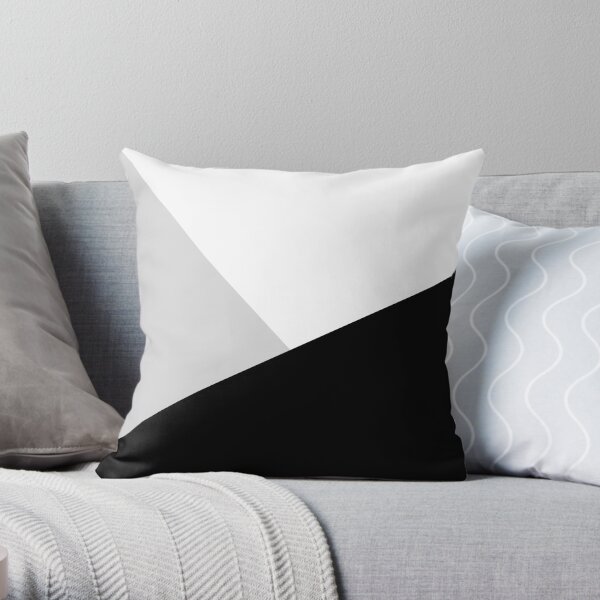 Monochromatic Black White Gray Color Block Throw Pillow