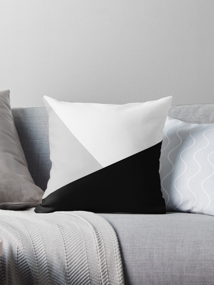 Thumbnail 1 of 4, Pillow, Monochromatic Black White Gray Color Block designed and sold by by-jwp.