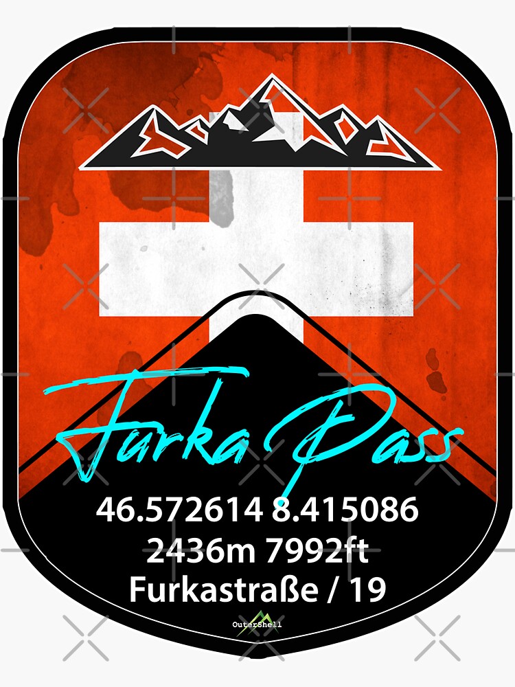 Thumbnail 3 of 3, Sticker, Furka Pass Switzerland Motorcycle Cycle Sticker T-Shirt designed and sold by OuterShellUK.