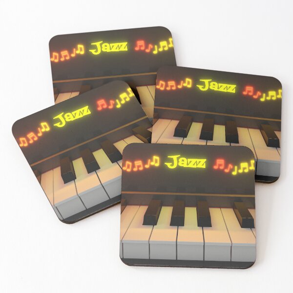 Item preview, Jazz piano keyboard with glowing notes designed and sold by NerdySherds.