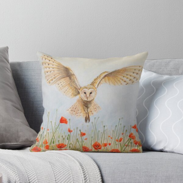 Item preview, Barn owl over a poppy and corn field - soft pastel designed and sold by Designsupremacy.
