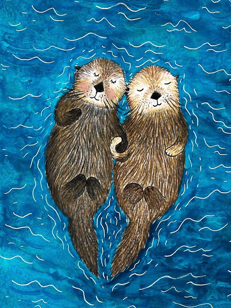 Sea Otters Holding Hands by emilienunez