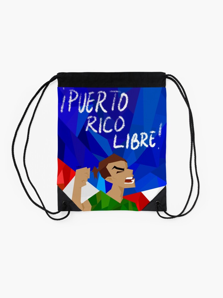 Alternate view of puerto rico libre Drawstring Bag
