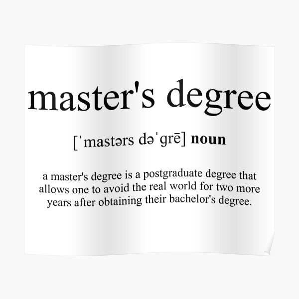 "Master's Degree Definition Dictionary Collection" Poster by
