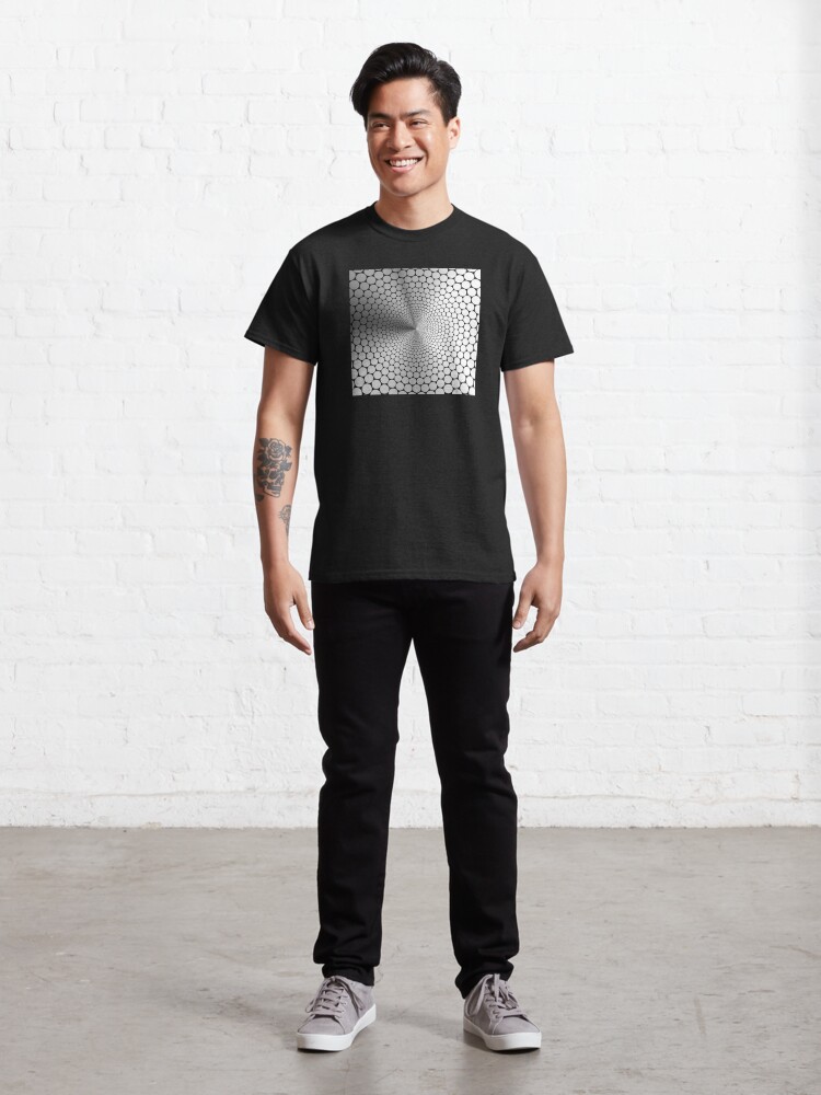 Alternate view of Optical Illusion Angle Gradient Silver on Black NOIR Classic T-Shirt