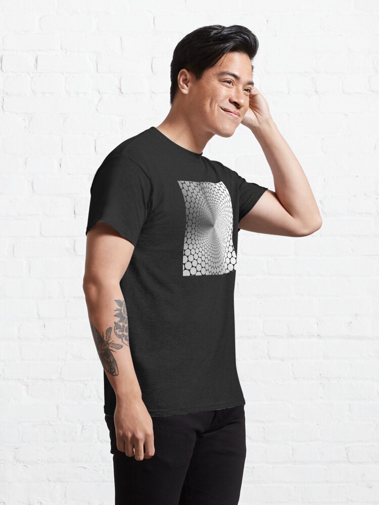 Alternate view of Optical Illusion Angle Gradient Silver on Black NOIR Classic T-Shirt