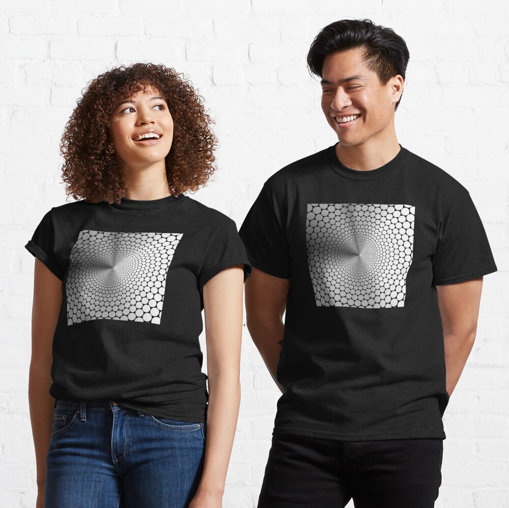 Optical Illusion Angle Gradient Silver on Black NOIR Classic T-Shirt