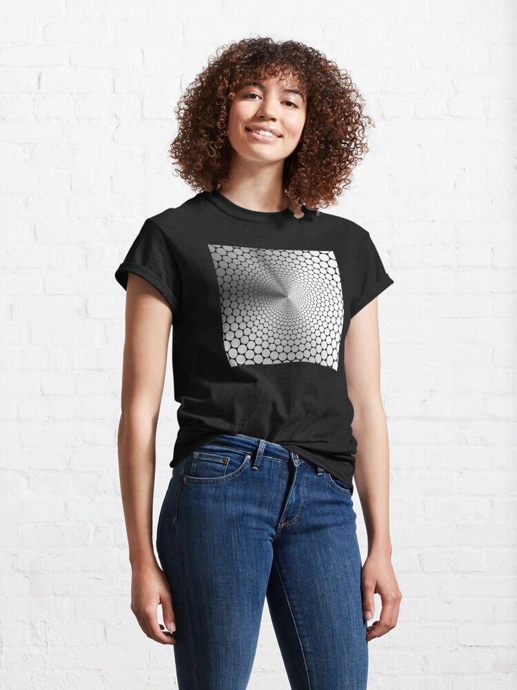 Alternate view of Optical Illusion Angle Gradient Silver on Black NOIR Classic T-Shirt