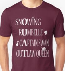 OUAT Schiffe (weißer Text) Slim Fit T-Shirt