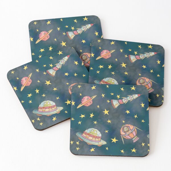 Item preview, Spaceships, aliens, flying saucers and stars! designed and sold by ZoDrawsStuff.