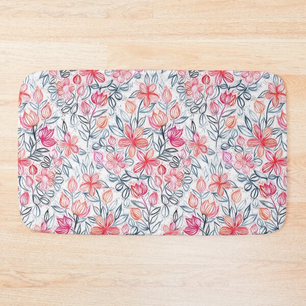Item preview, Coral and Grey Candy Striped Crayon Floral designed and sold by micklyn.