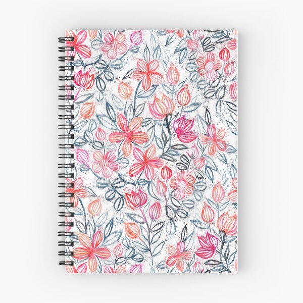Item preview, Coral and Grey Candy Striped Crayon Floral designed and sold by micklyn.