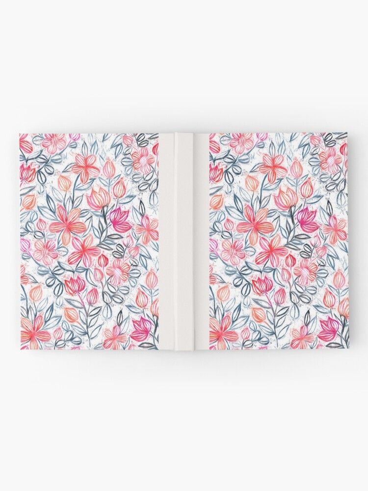 Alternate view of Coral and Grey Candy Striped Crayon Floral Hardcover Journal